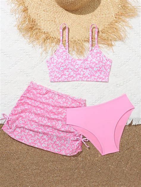 St Set Tween Meisje Random Floraal Print Bikini Badpak Sets SHEIN Nederland