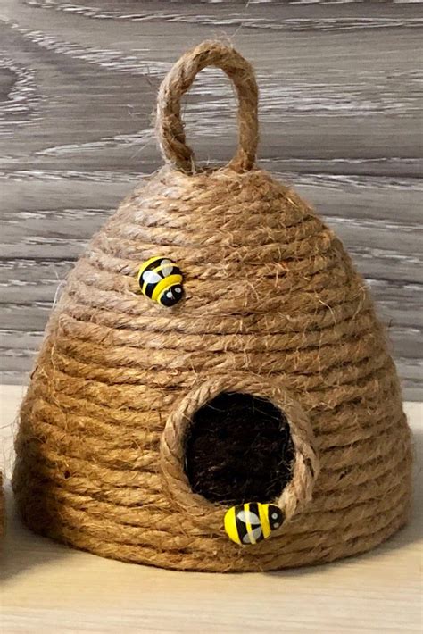 Jute Bee Skep Bee Hive 2 Sizes Available Perfect Sizes For Etsy Burlap Crafts Bee Crafts