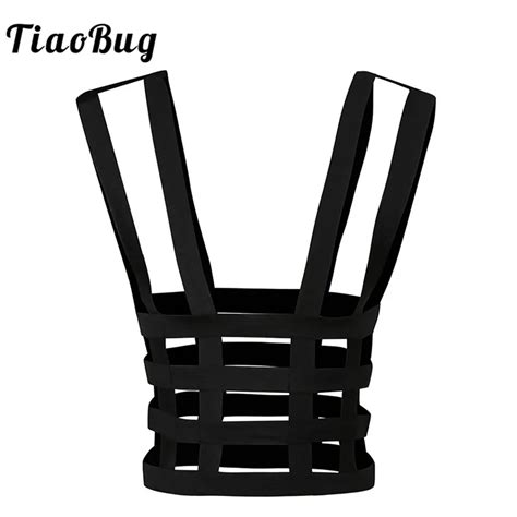 Tiaobug Men Lingerie Nylon Hollow Out Double Shoulder Elastic Body