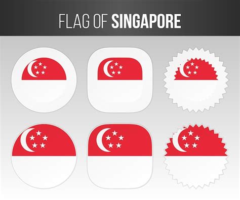 Emblemas De Etiquetas De Bandeira De Singapura E Adesivos Ilustração