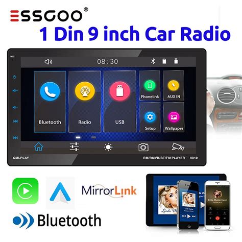 Essgoo Din Inch Carplay Car Stereo Radio Fm Receiver Bluetooth Mp