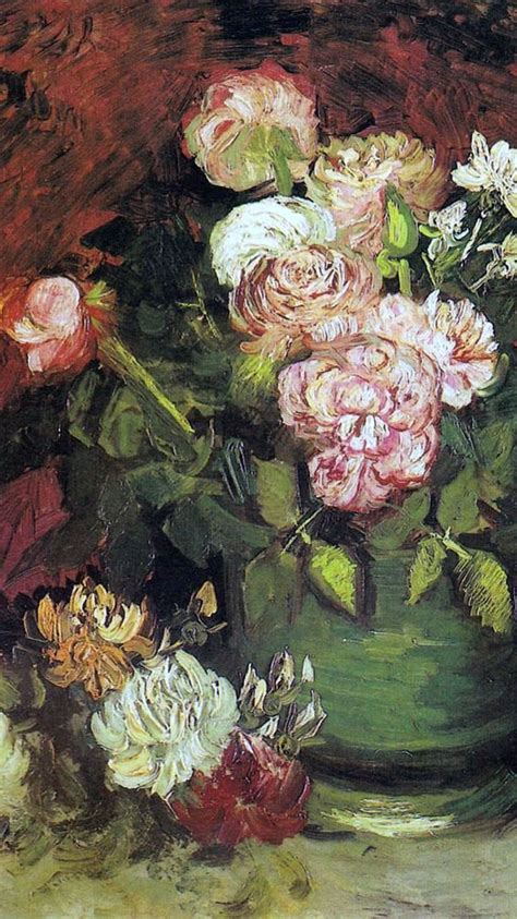 Vincent Van Gogh Bowl With Peonies And Roses 1886 Detail