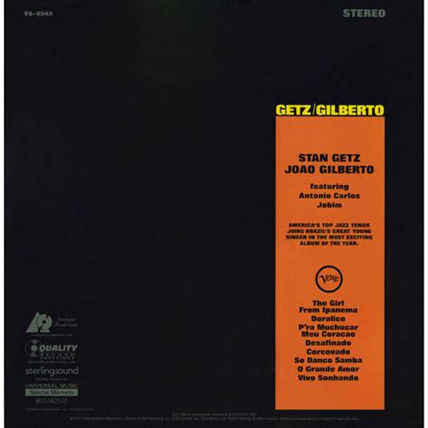 Stan Getz Gilberto Antonio Carlos Jobim Reissue Vinyl Lp Vinylvinyl