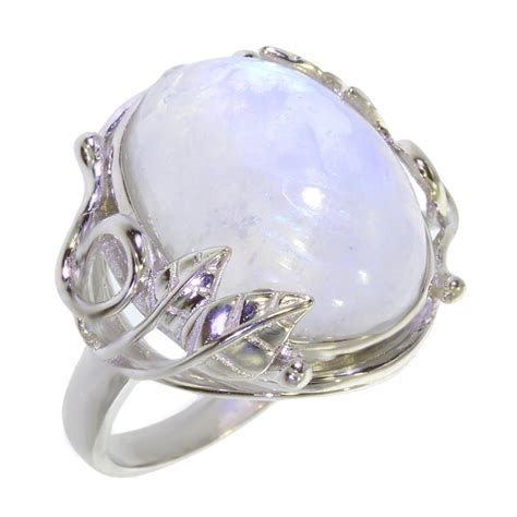 Bague Pl En Pierre De Lune V Ritable Bijoux En Argent Rhodi