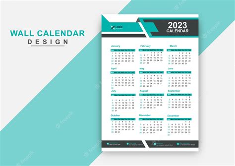 Premium Vector Modern Stylish Geometric 2023 New Year Calendar Design Template