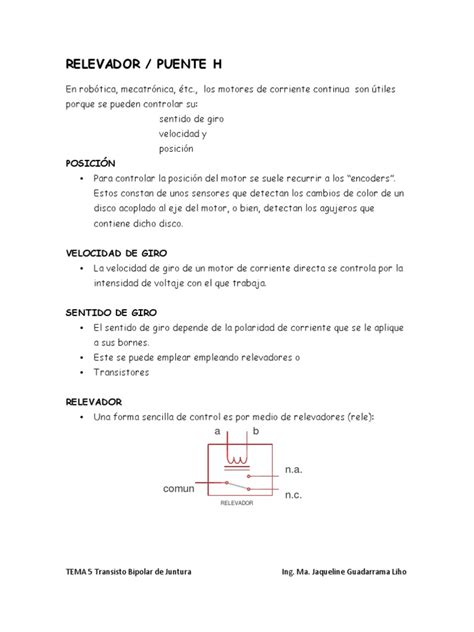 Relevador Y Puente H Pdf Fuerza Ingeniería Electrónica