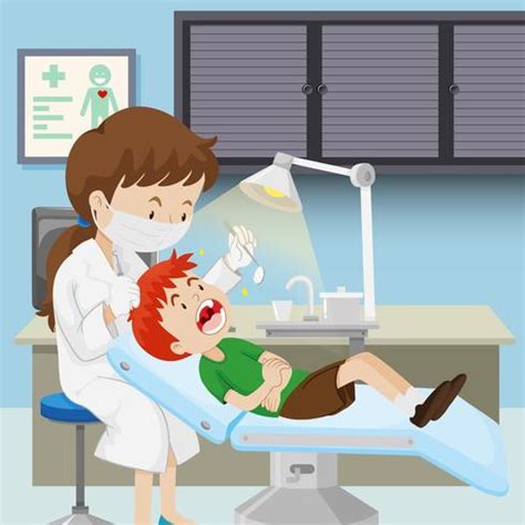 A boy at dental clinic 541596 Vector Art at Vecteezy