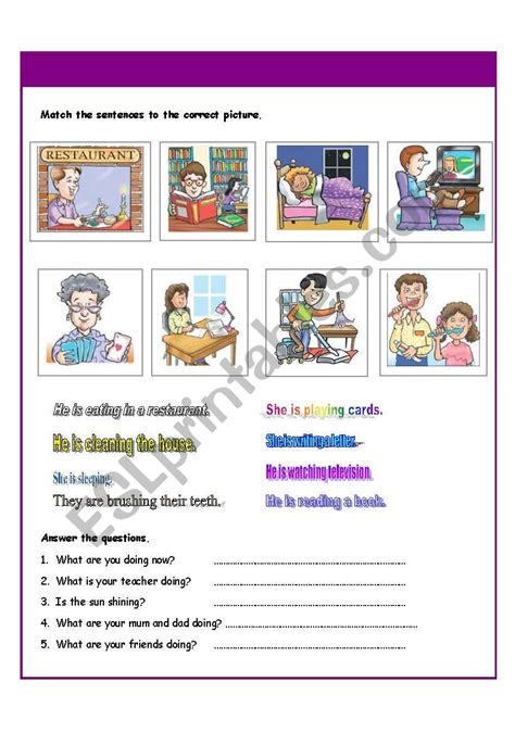 Present Continuous Part Ii Esl Worksheet By Alisadedic