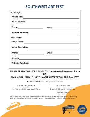 Fillable Online Sw Art Fest Forms Letter Fax Email Print Pdffiller