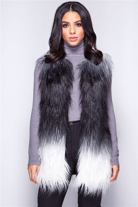 Christie Black And Grey Faux Fur Gilet At Uk Grey Faux Fur
