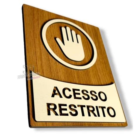 Plaquinha de acesso restrito a funcionários mdf 3mm controle JJ