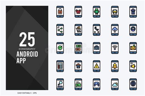 25 Android App Lineal Color Icon Pack. Vector Illustration Stock Vector ...