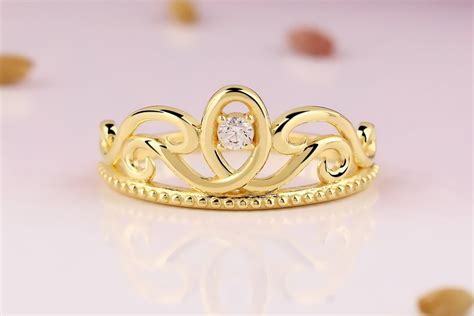 14K Solid Gold Crown Ring Sterling Silver Crown Ring Etsy