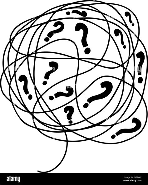 Big Tangle Of Bubbles Of Confused Thoughts With Question Marks Vector