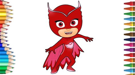 Pj Masks Owlette رسم و تلوين البومة اوليت من سلسلة ابطال بلباس االنوم للاطفال رسم و تلوين