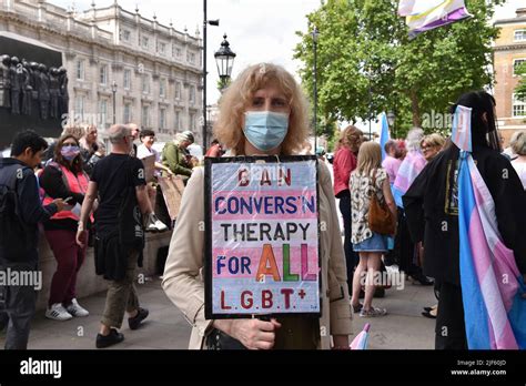 Pro Trans Rights Activists And Protesters Demonstrated Opposite Downing Street To Stand Up For