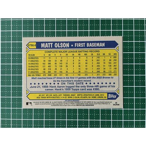 Topps Mlb Update Tbu Matt Olson Atlanta Braves