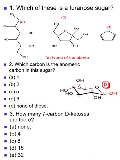 Solved . 1. Which of these is a furanose sugar? (b) EX 8 OH | Chegg.com