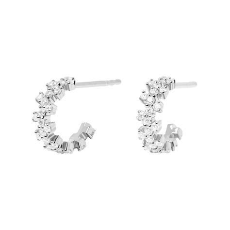 Silver Little Crown Hoop Earrings Pdpaola Luxury Zone