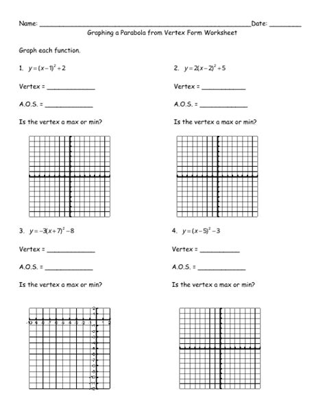 Graphing a Parabola From Vertex Form Worksheet - Fill Out, Sign Online ...