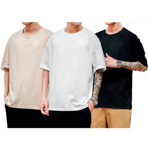 Camiseta oversized masculina branca preta e beje promoção relâmpago