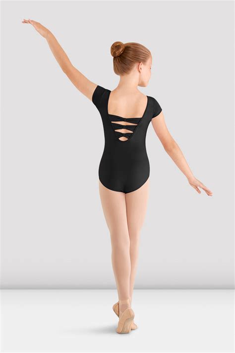 Girls Mirella Bow Cap Sleeve Leotard Black Bloch Dance Us