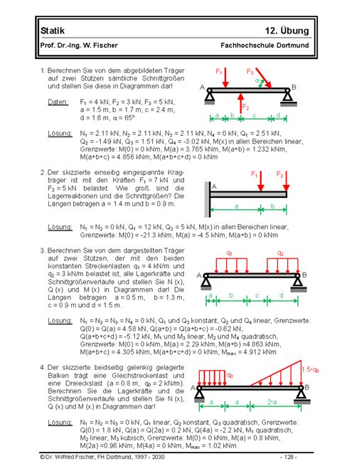 Statik Uebung Statik Bung Prof Dr Ing W Fischer