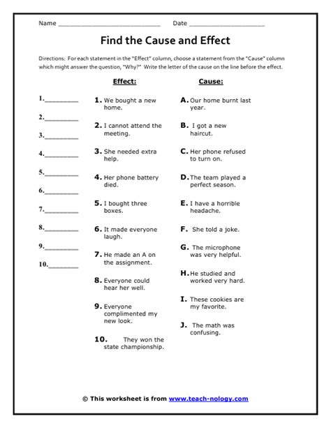 Cause And Effect For Grade 2