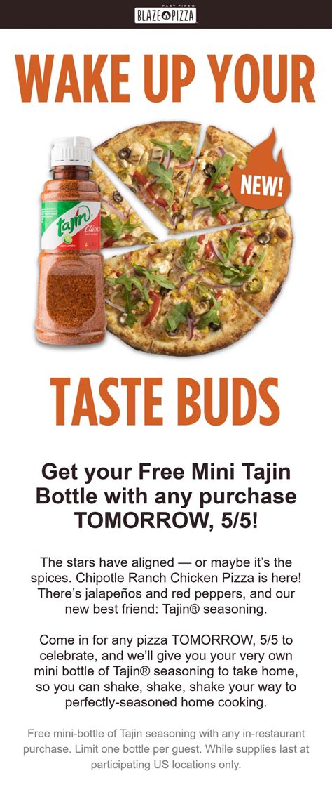 Free bottle of seasoning with any order Wednesday at Blaze Pizza # ...