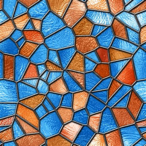 Stained Glass Seamless Texture With Geometric Pattern For Window