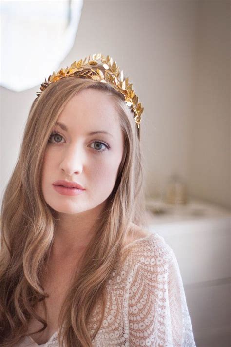 Greek Goddess Laurel Leaf Crown Gold Tiara Halo Gold Leaf Headpiece