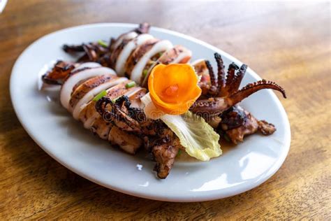 Popular Filipino Food Inihaw Na Pusit Grilled Squid Stock Photo