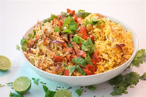 Tandoori Chicken Fried Rice And Saffron Rice