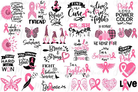 Breast Cancer Svg Bundle Cancer Svg Cancer Awareness Etsy