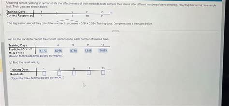 Solved B Find The Residuals C What Is The Residual Chegg