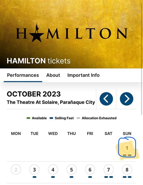 Hamilton Manila St Oct Pm Vip Orchestra Right Row K Tickets