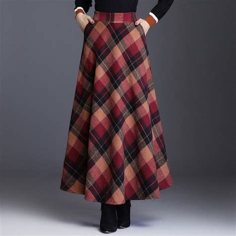 Woolen Plaid Skirt For Winter And Autumn Etsy Canada