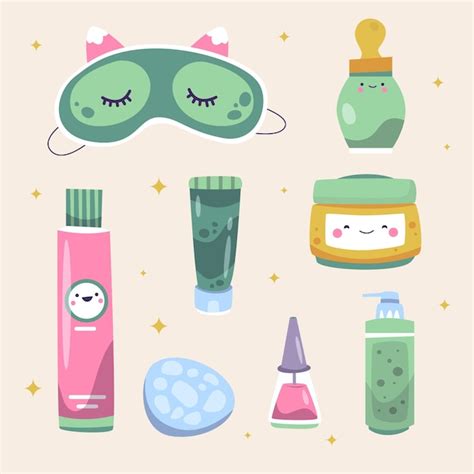 Colección de elementos de belleza coreanos dibujados a mano Vector Gratis