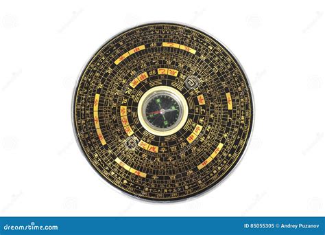 Chinese Magnetic Compass Luopan Isolated On White Background Stock Image Image Of