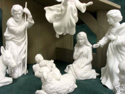 AVON 19 PIECE WHITE PORCELAIN NATIVITY SET W/ STABLE | #31330036