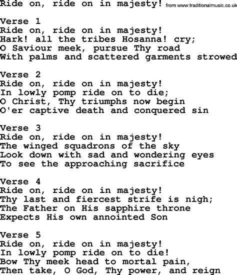 Ride On, Ride On In Majesty! - Apostolic and Pentecostal Hymns and ...