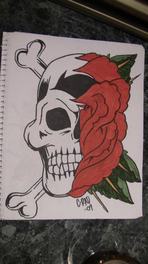 Half Skullhalf Rose Tattoo By Bowserboss On Deviantart