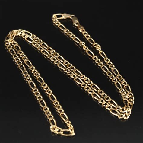 14K Figaro Chain Necklace | EBTH