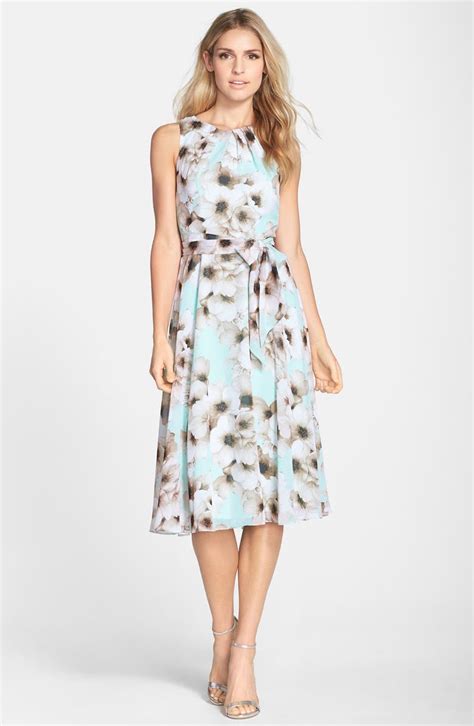 Eliza J Floral Print Chiffon Fit And Flare Dress Nordstrom