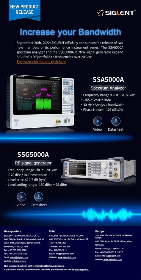 Siglent Ssa5000a Spectrum Analyzer And Ssg5000a Rf Signal Generator