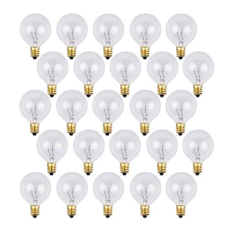 25 Pack Clear G40 Globe Light Bulbs For Patio String Lights Fits E12