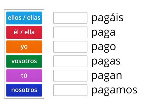 Verbo Pagar Presente Indicativo Match Up