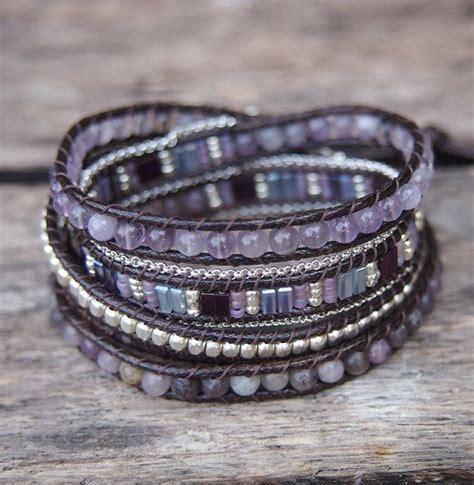 Amethyst Mix Wrap Bracelet 5 Times Wrap Boho Bracelet By G2fdesign