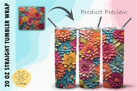 Zinnias D Texture Tumbler Wrap Graphic By Beedrawings Creative