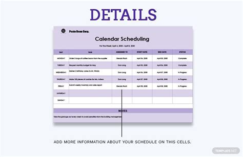 Calendar Scheduling Template - Download in Excel, Google Sheets ...